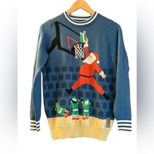 Tipsy Elves Men’s Santa Claus Jingle Baller Dunk Ugly Christmas Sweater – Small